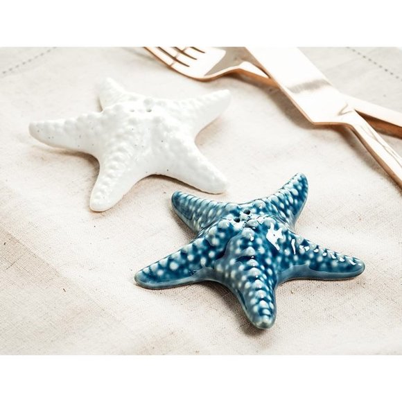 Coastal Starfish Nautical Porcelain Salt & Pepper Shakers - Picture 5 of 7
